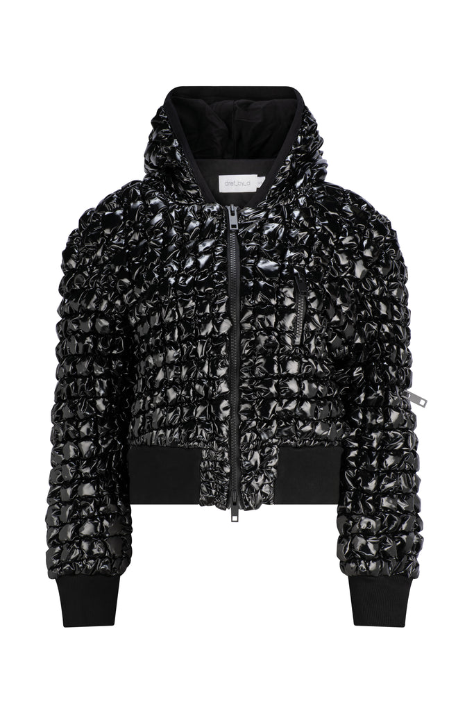 Tamar HIgh Shine Quilted Puffer Jacket - Black