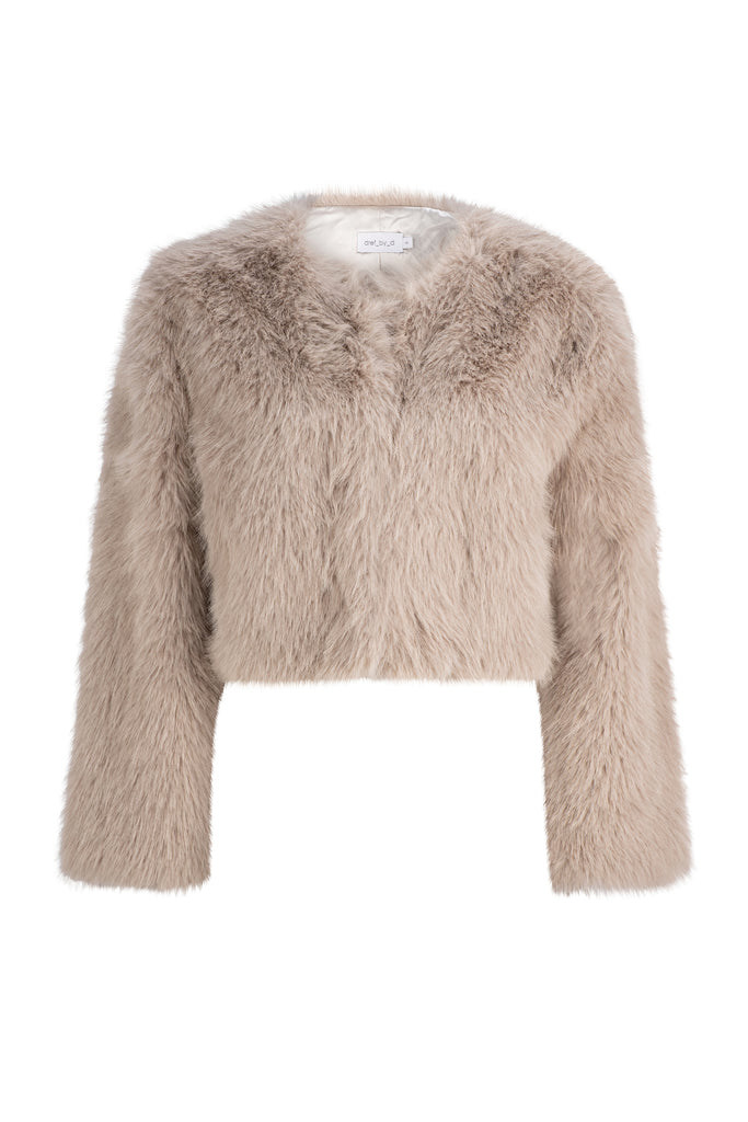 Gingko Faux Fur Bolero - Taupe
