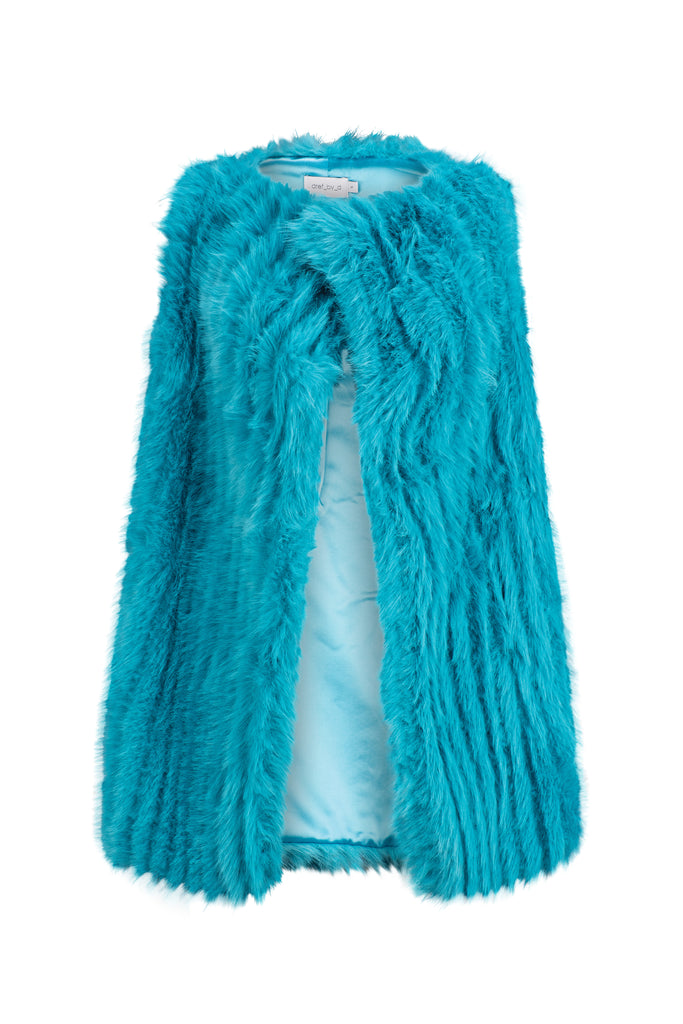 Nimbus Faux Fur Vest - Aqua