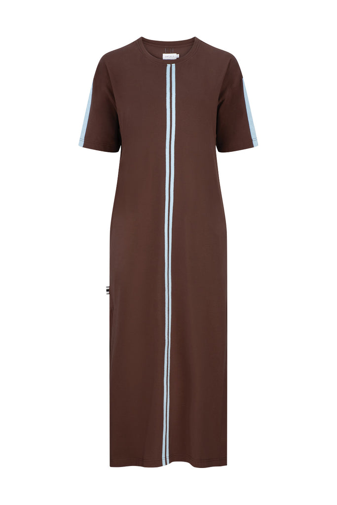 Solange Dress - Chocolate/Blue