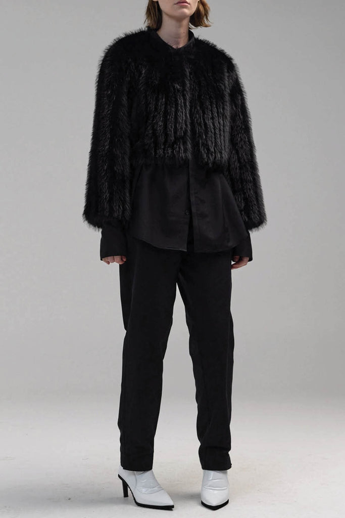 Gingko Faux Fur Bolero - Black