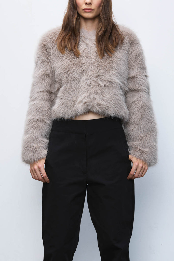 Gingko Faux Fur Bolero - Taupe