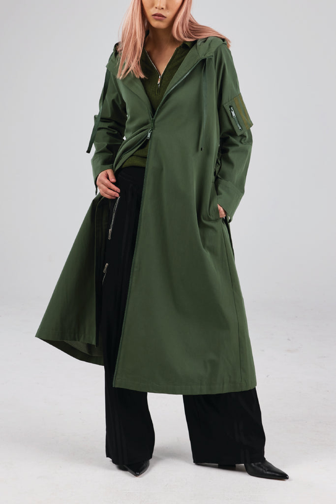 Helene Military-Inspired Trench - Evergreen