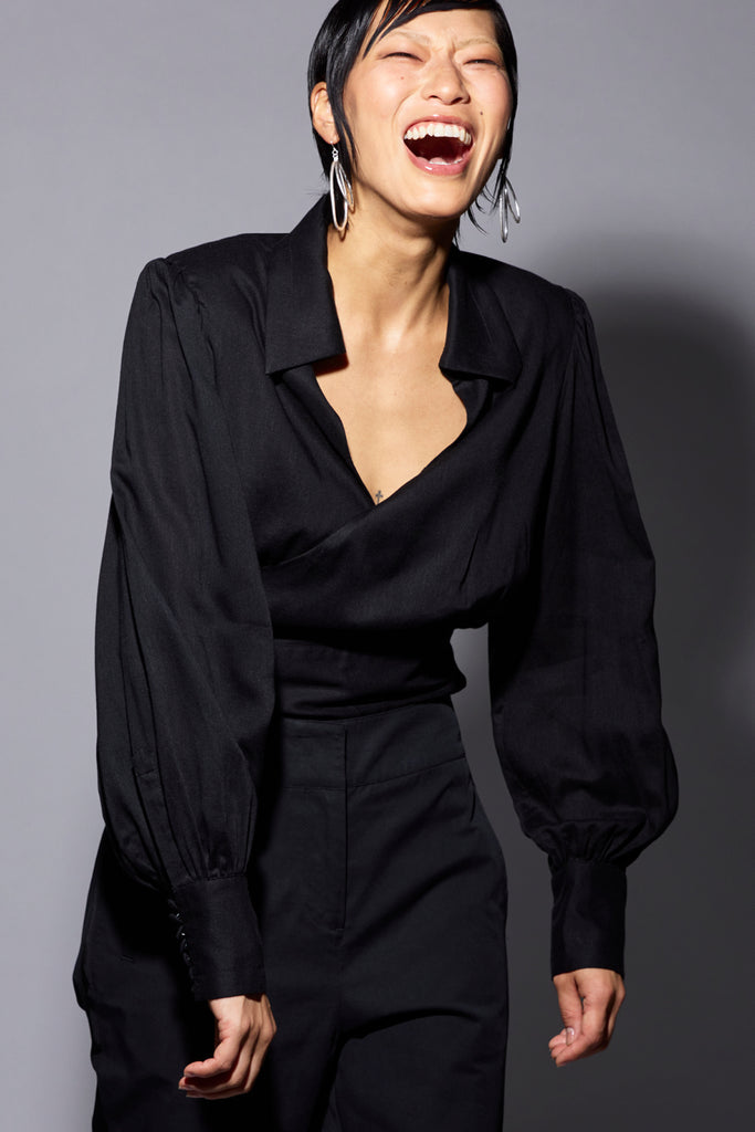 Cosmo Wrap Top - Black