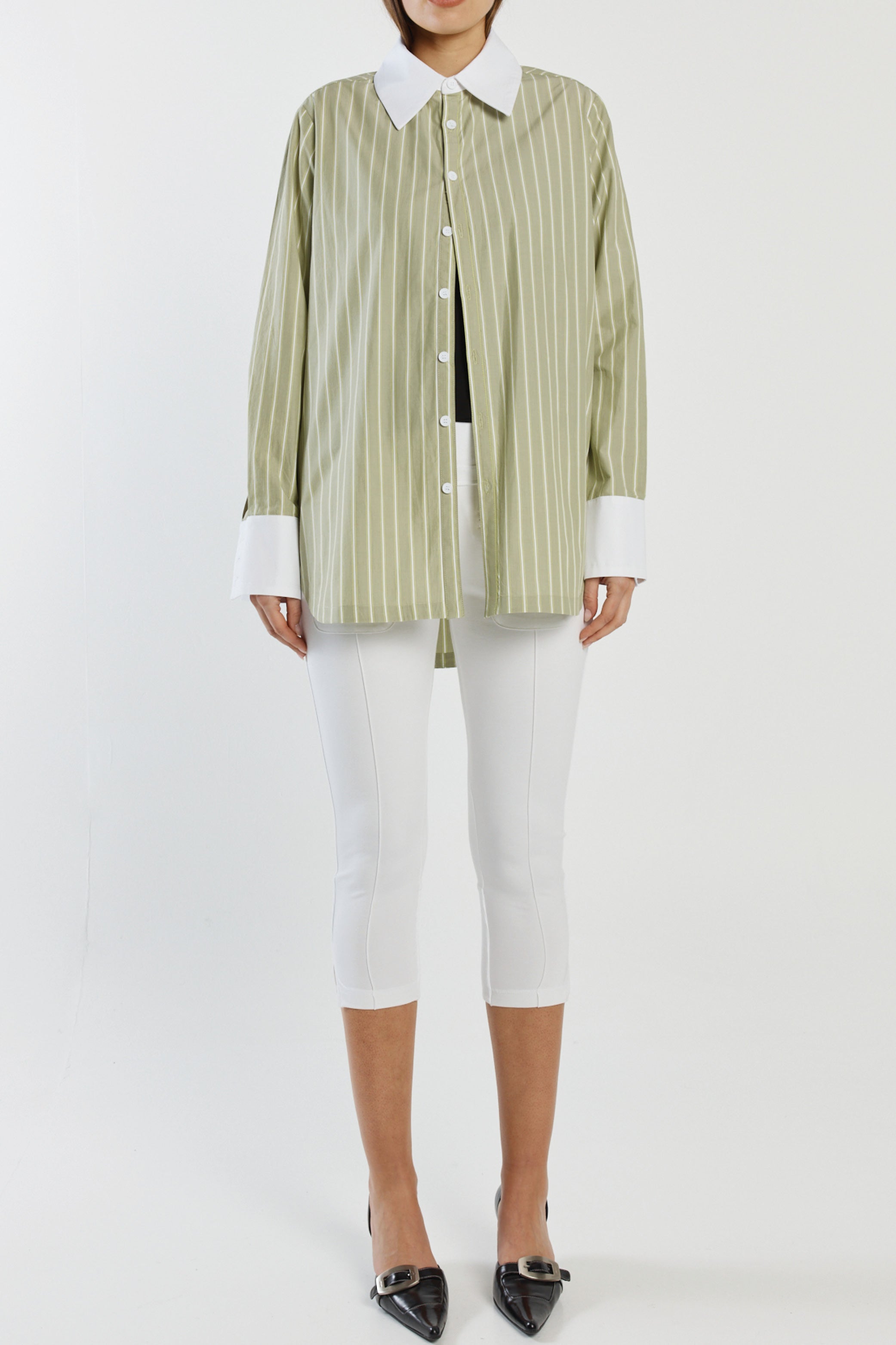 Niall Shirt - Green / White Stripe