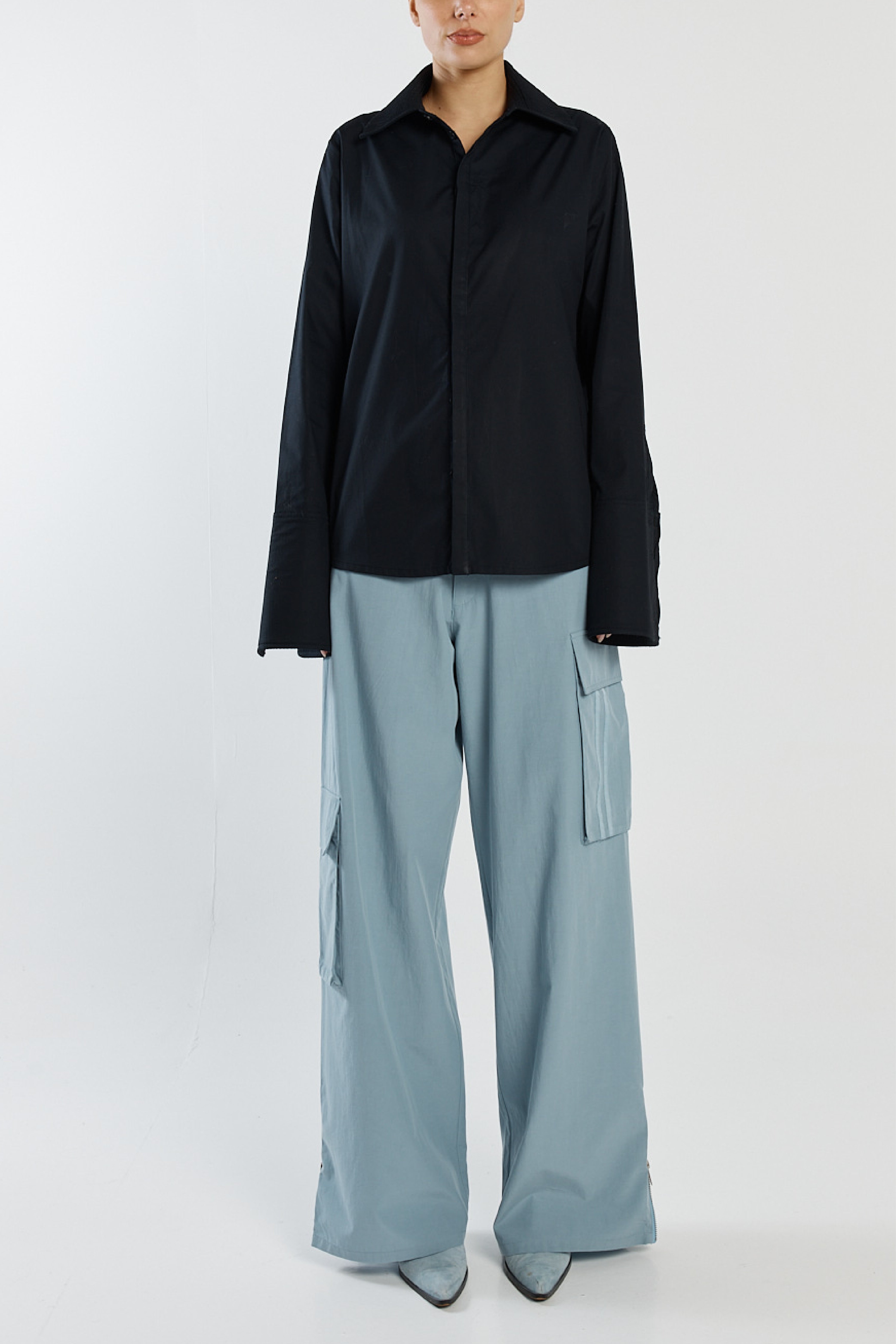 Ontario Shirt -Pintuck Cuff Cotton Shirt Black