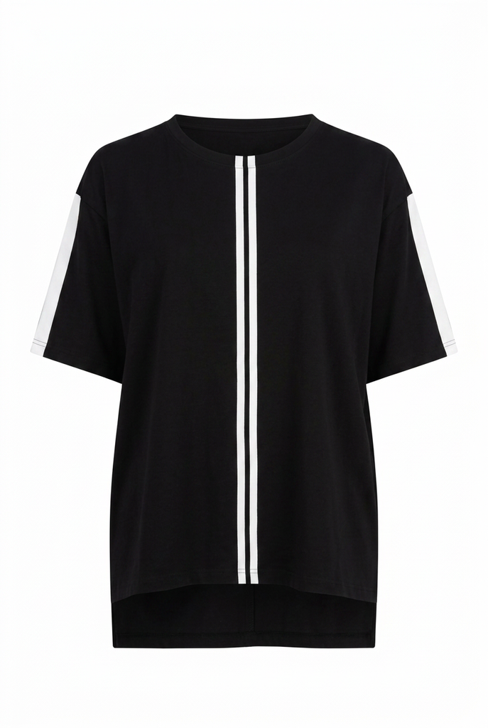 Level Tee - Black / Ivory Stripe