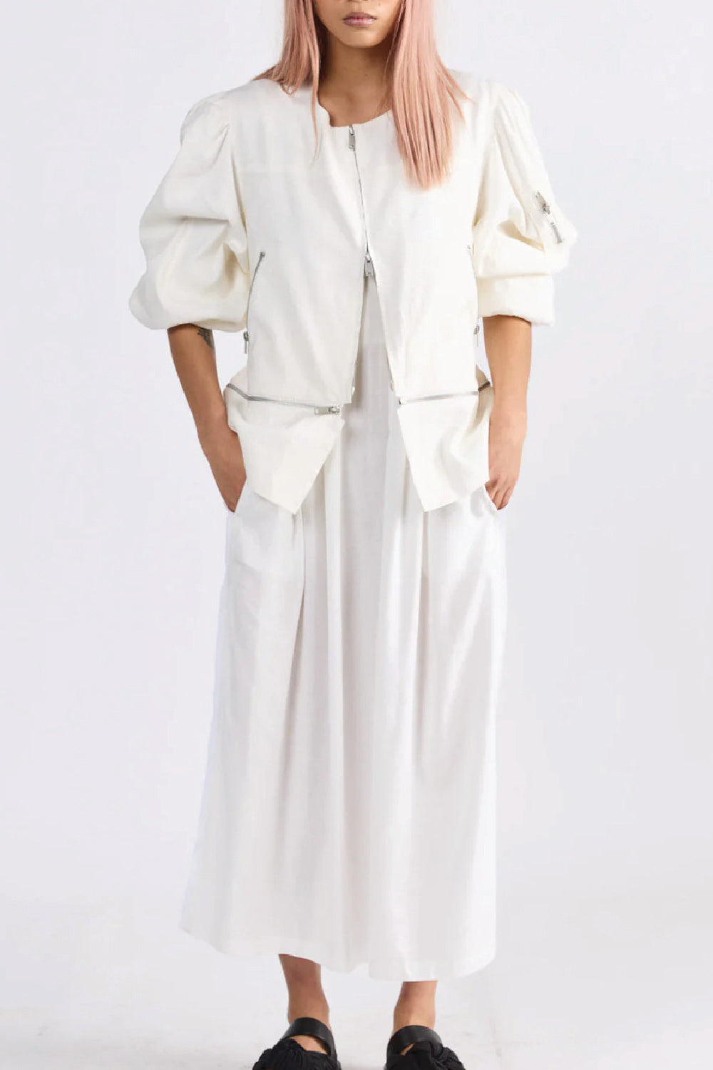 Birch Convertible Cropped Jacket - Ivory